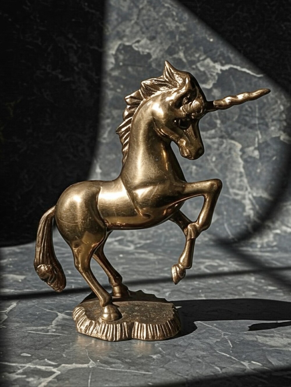 Vintage Brass Unicorn Statue Figurine - Gold Mid Century Modern Home Art Decor